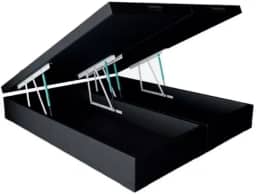 Cama Box QUEEN SIZE com Bau Pistão a gás preto suede Bipartido - 158x198x27