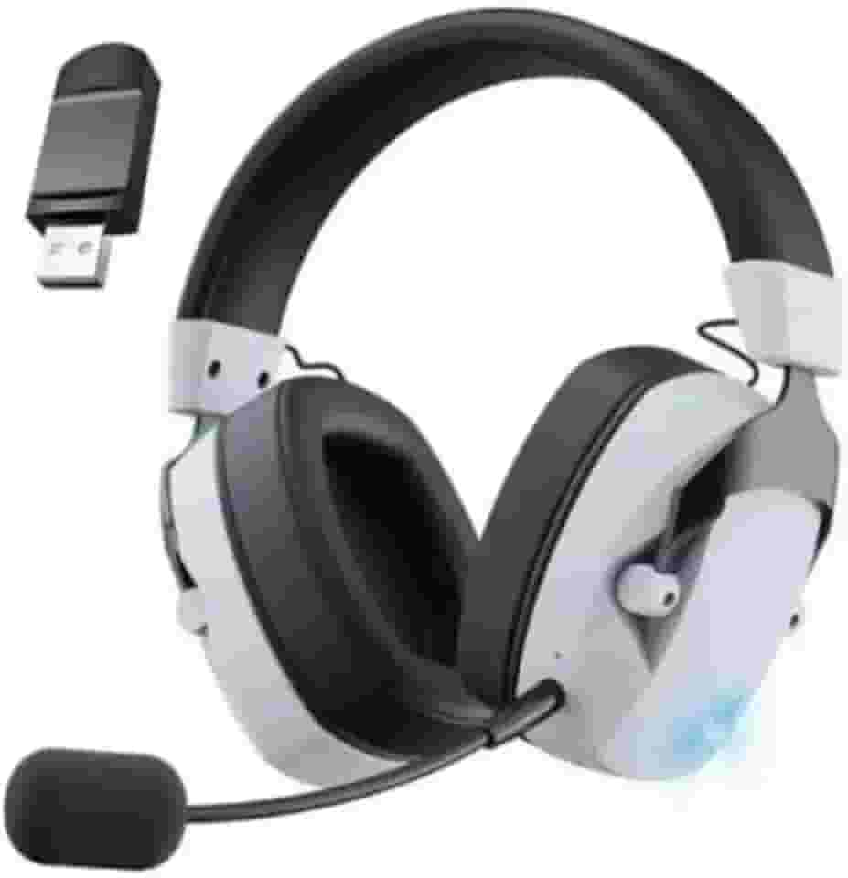 Headset Gamer, Fone Gamer BL100PRO, Fone de Ouvido Sem Fio Para Jogos, Conexão Sem Fio 2.4G, Bluetooth e Com Fio, Microfone Destacável, Design Leve e Confortável (BRANCO)