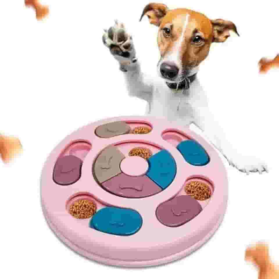 Comedouro Brinquedo Interativo Para Cães Tabuleiro Porta Petisco Pets (Rosa)