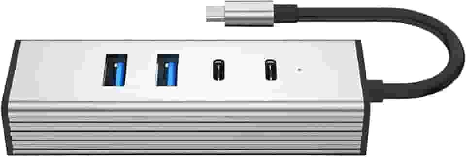Hub Usb-c Com 2 Usb 3.2 E 2 Usb-c 3.2 Alta Velocidade Cinza