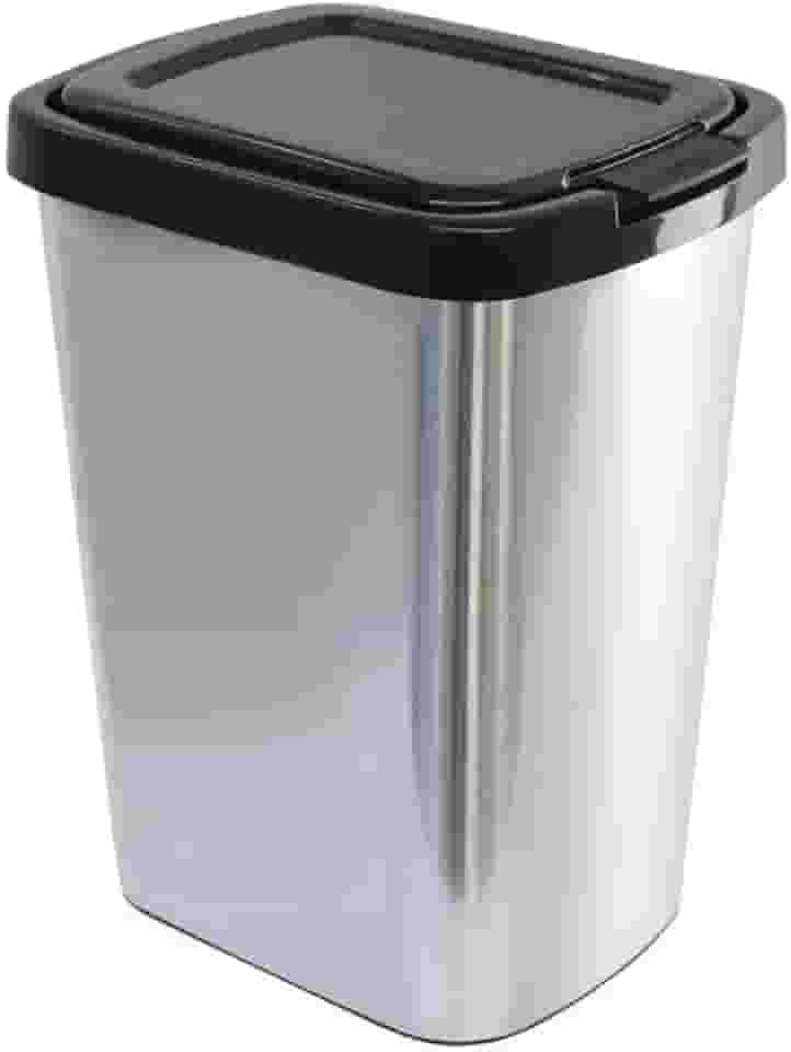 Lixeira 9Litros Com Click Plástica Label Inox 25462 Arqplast