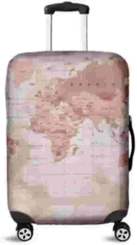 Capa Para Mala Viagem Mapa Mundi - Cor: Rosa -Protetor de Bagagem Bordo Segurança Aeroporto Internacional - Tamanho G (64 cms X 44 cms x 28 cms)