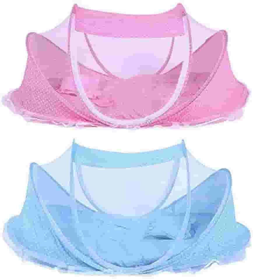 Berço Portátil Mosquiteiro Acolchoado Travesseiro Camping Viagem Piquenique Praia (Rosa)