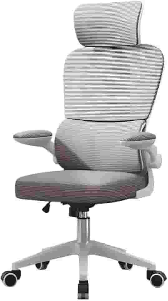 Cadeira de Escritório Design Ergonômico com Suporte Lombar Independente, Malha Respirável e Encosto de Cabeça Ajustável Genebra G500 Cinza LuvinCo