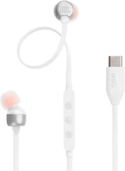 JBL, Fone de Ouvido Com Fio, In-ear, Tune 310 C, USB-C, Microfone Integrado - Branco