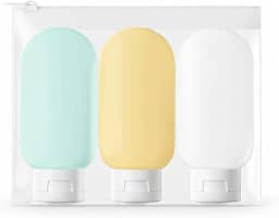 Kit de Frascos para Viagem, 60ml, 3 Peças, com Estojo Transparente, Antivazamento