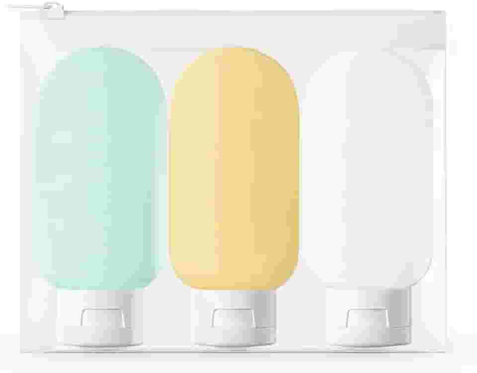 Kit de Frascos para Viagem, 60ml, 3 Peças, com Estojo Transparente, Antivazamento