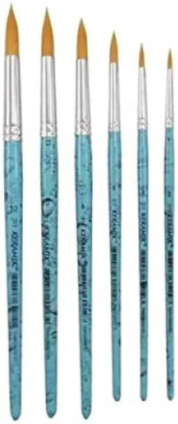 Kit Pincel Aquarela Artesanato Keramik Redondo Série 311-6 unidades