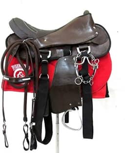 Sela Australiana Marrom Simples para Cavalgada E Passeios Completa Com Manta e Freio Inox