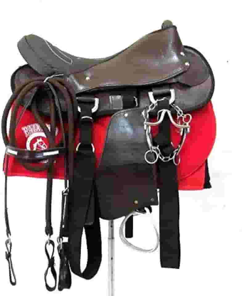 Sela Australiana Marrom Simples para Cavalgada E Passeios Completa Com Manta e Freio Inox