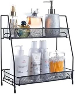Organizador Banheiro 2 Andares Prime – Prateleira em Metal Preto para Cosméticos, Cozinha, Vasos e Utensílios – Compacto e Resistente