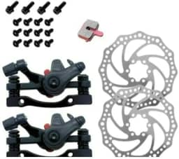 Par Freio A Disco Mecânico Preto Com disco e Rotor para bike bicicleta