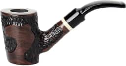 MUXIANG Cachimbo de ébano feito à mão para entalhe hastes dobradas com imitação de marfim anel decorativo cachimbo caixa de presente e acessórios WGAC0025K01