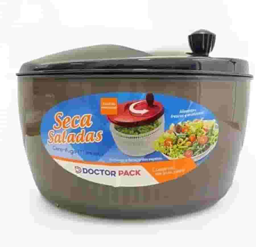 Centrifuga Seca Saladas Secador de Vegetais Folhas Legumes Manual com Tampa, Plástico Transparente (Fumê)