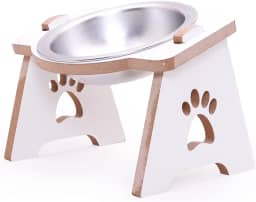 Ronroneria Comedouro Ergonômico Elevado Individual com Tigela em Alumínio para Gatos