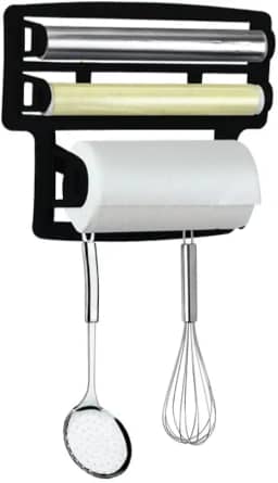 Porta Papel Toalha Triplo Suporte Rolos Para Cozinha 3 em 1 SELLNEEDS (Preto)