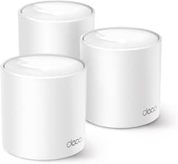 TP-Link Deco X1500 (3-Pack) – WiFi 6 AI Mesh System, AX1500 Dual Band 2.4 GHz/5 GHz, Coverage up to 600 m², 3X Gigabit Ports per Unit, Band 160MHz Channel, ODFMA, 1024QAM, White