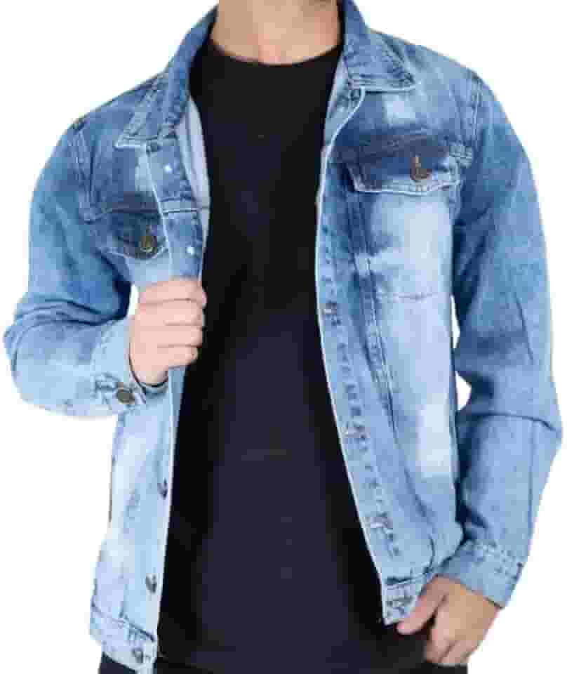 Jaqueta Jeans Masculina, Modelo Clássico, Disponível em Azul Claro e Preto, Estilo Casual Premium