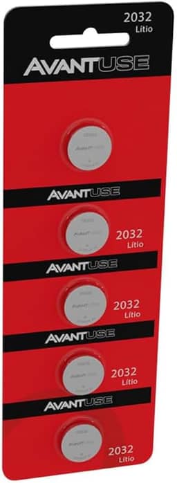 Avant Use Kit 5 Unidades Bateria de Lítio CR2032 3V - Alta Durabilidade, para Placa Mãe, Relógios e Controles