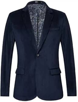 Blazer Masculino Slim Fit, Azul Marinho, Estilo Formal, com Forro Estampado