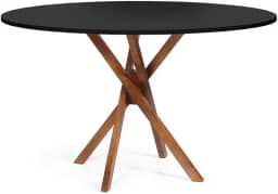 Mesa de Jantar Redonda 6 Lugares 120cm em Madeira June Preta - Straub Web