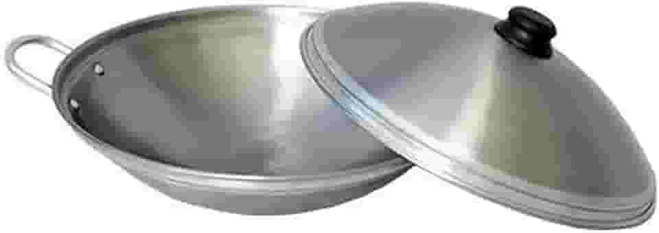 Tacho Chinês Wok Paellera Aço carbono com tampa Polido - Jamar