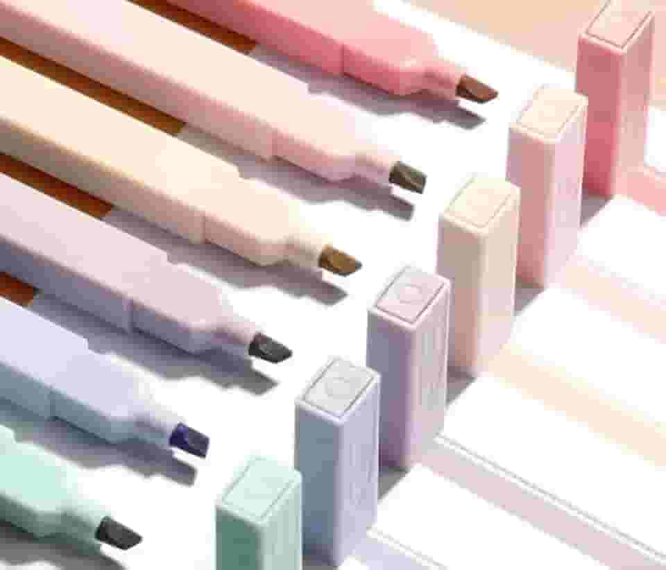 Marca Texto Quadrado em Tons Pastéis, 6 Cores, Design Inovador para Estudo e Trabalho