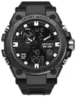 Relógio Esportivo Masculino Digital e Ponteiro - à Prova d’Água, com Cronômetro, Alarmes, Luz LED, Passômetro e Pulseira em Silicone Confortável – Ideal para Academia, Corrida e Dia a Dia,Lazer,Sport