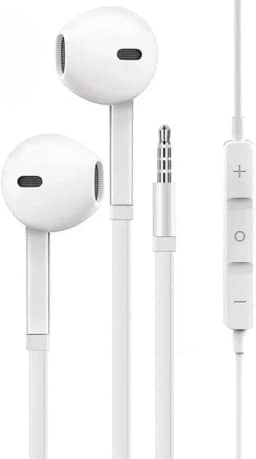 Fone de Ouvido Intra-auricular com Fio 3,5mm P2, Microfone Integrado, Controle de Volume, Branco