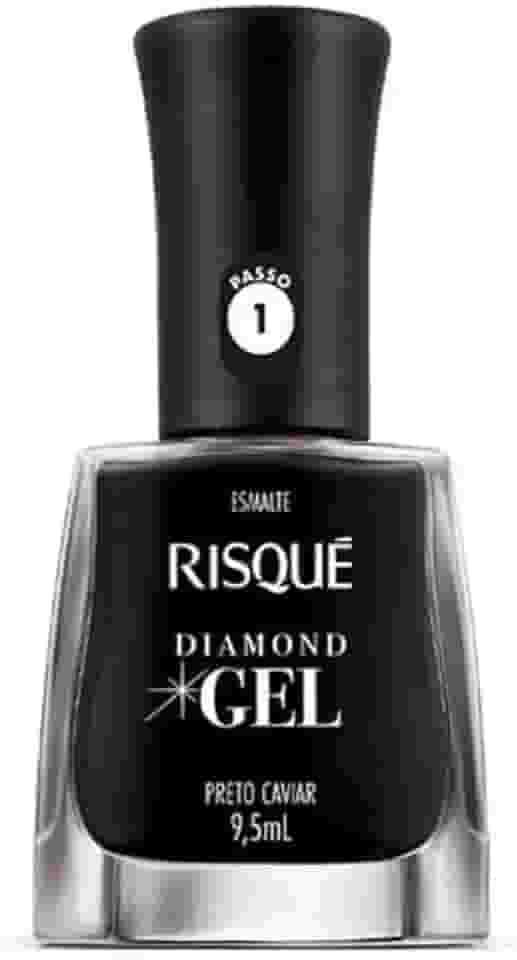 Esmalte Risqué Diamond Gel Preto Caviar Cremoso 9, 5ml, Risqué, PRETO CAVIAR, 9.5 ml