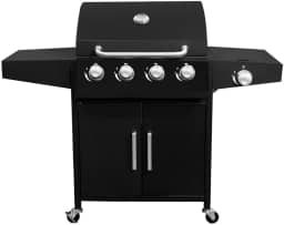 Churrasqueira a Gás 4 Queimadores Centrais 1 Lateral Americana a Bafo Carrinho