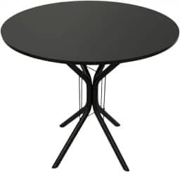 Mesa De Jantar Ana Tamanhos de 70x80x90cm Tampo Redondo ou Quadrado Para 4 Lugares MDF (PRETO, 90CM TAMPO REDONDO)