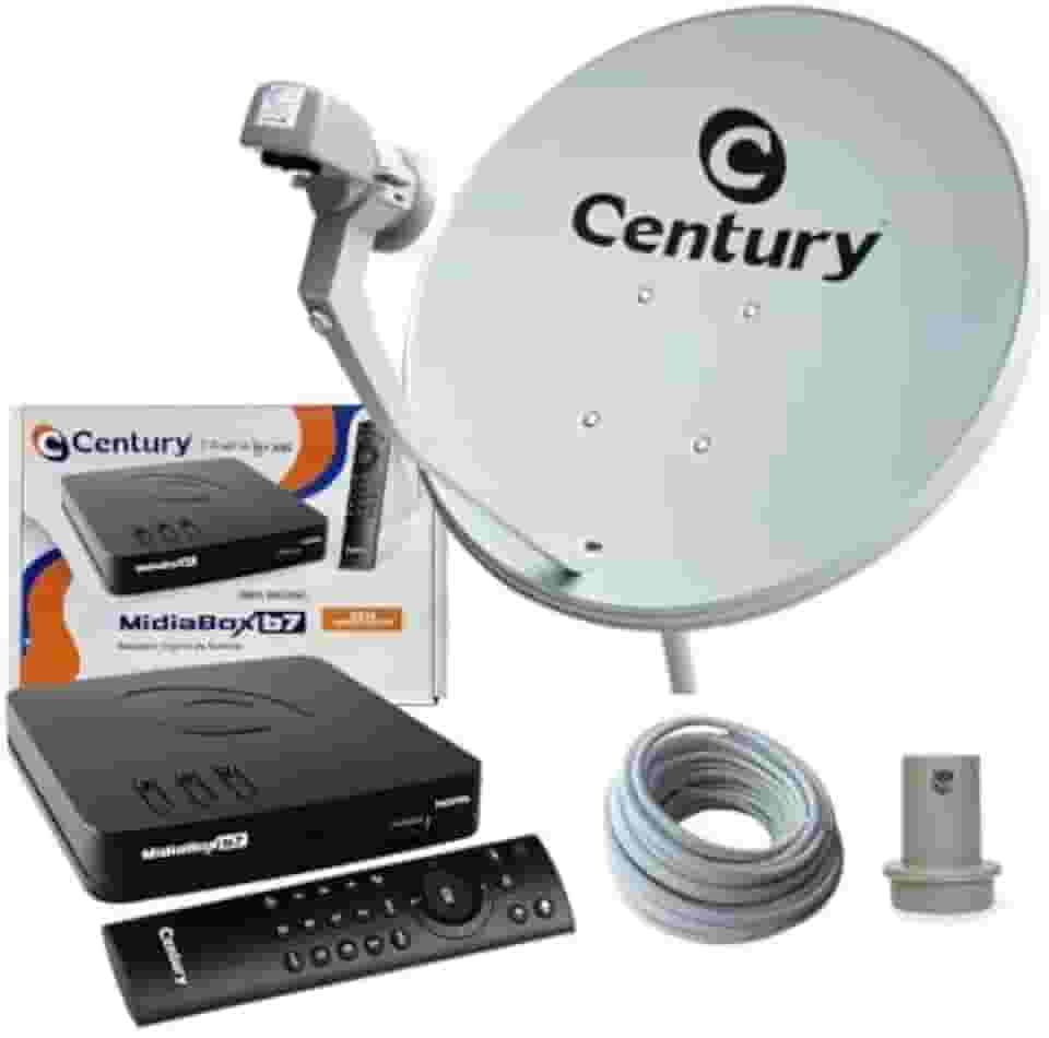 Kit Antena - Receptor Digital Midiabox Lnbf 5g Ku Cabo Cor Preto 110v/220v