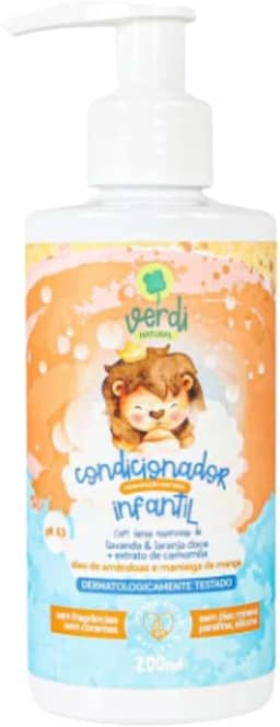 Condicionador Infantil e bebê Vegano Ingredientes 100% Naturais Óleos Essenciais Laranja Doce extrato de camomila