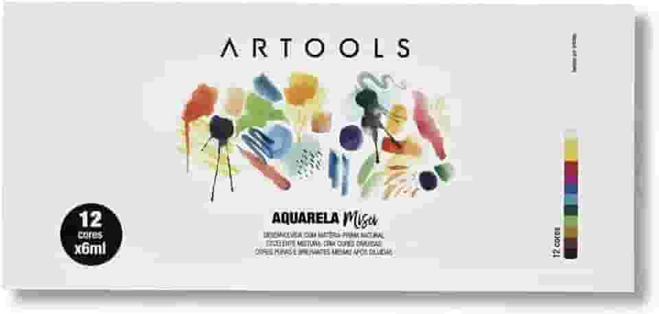 Aquarela Bisnaga Misci 6 ml 12 cores Artools, 610610, Multicor