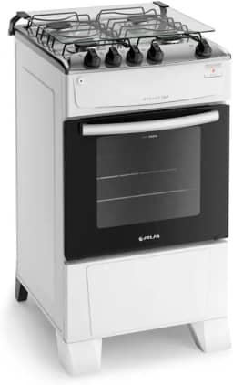 Fogão 4 Bocas Branco com Mesa Inox Atlas Mônaco Top Bivolt