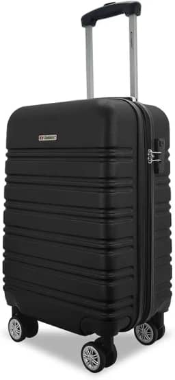 Mala de Viagem de BORDO com Zíper EXPANSÍVEL 10Kg Rígida Padrão ANAC com 4 Rodas duplas 360° Cadeado AntiFurto Leve Resistente Espaçosa (A3MB Preto A)