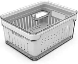OU OF450NT Organizador de Geladeira com Escorredor Interno, 2,2 L - Caixa Plástica para Legumes, Saladas