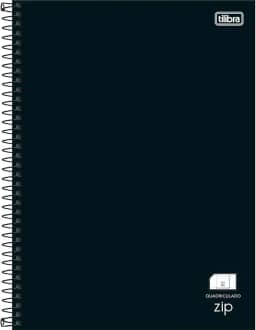 Tilibra - Caderno Espiral Capa Dura Universitário Quadriculado 1cm Zip Preto 80 Folhas