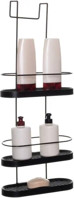 Porta Shampoo Triplo para Box de Banheiro Aramado Preto com Preto