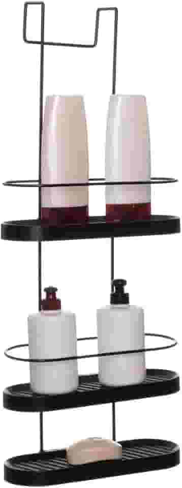 Porta Shampoo Triplo para Box de Banheiro Aramado Preto com Preto