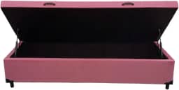 Cama Box Baú Solteiro Suede Rosé Com Pistão A Gás