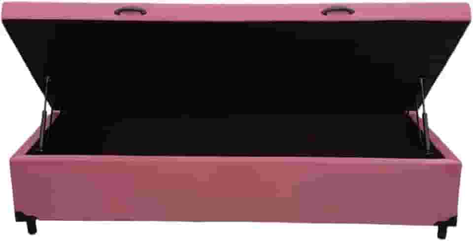 Cama Box Baú Solteiro Suede Rosé Com Pistão A Gás