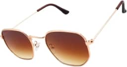 Óculos de Sol Hexagonal Armação em Metal com Case Luxo Proteção UV400 Estilo Retrô Aviador Unissex Feminino Masculino - Cacife Brand