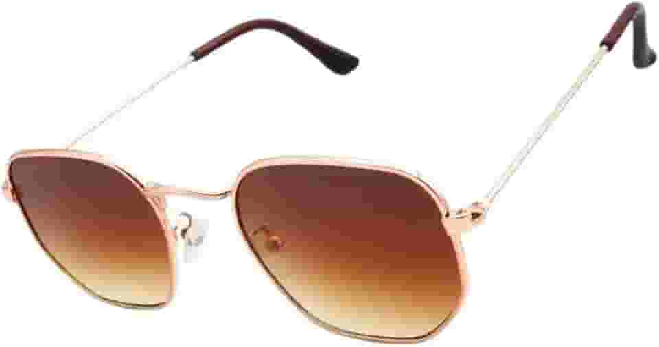 Óculos de Sol Hexagonal Armação em Metal com Case Luxo Proteção UV400 Estilo Retrô Aviador Unissex Feminino Masculino - Cacife Brand