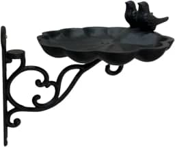 Suporte Comedouro Tratador P/Passarinhos Aves Livres em Metal Passáro Duplo Decora Jardim Personalização (Preto)