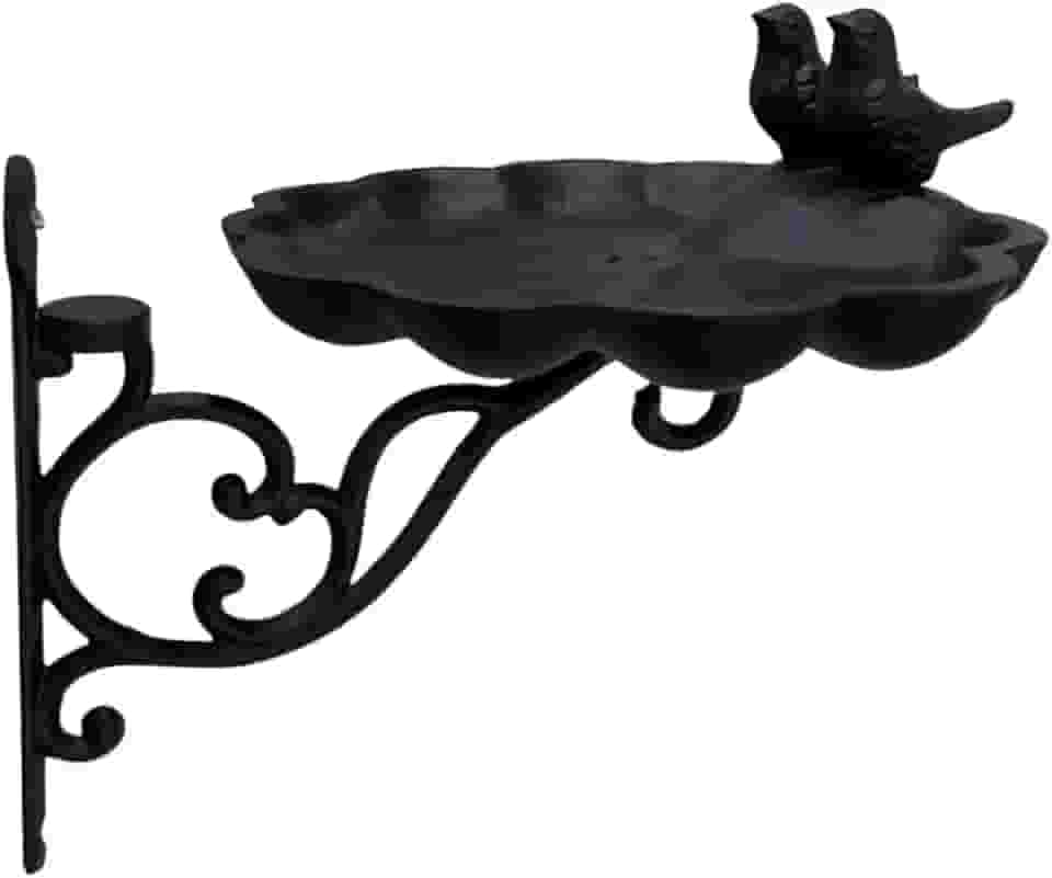 Suporte Comedouro Tratador P/Passarinhos Aves Livres em Metal Passáro Duplo Decora Jardim Personalização (Preto)