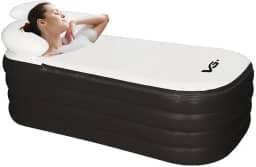 VG PLUS, Banheira Ofurô Inflável Adulto Dobrável 120 Litros Preta com Bomba Elétrica Bivolt Vg Plus