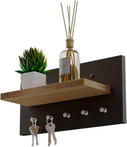 Porta chaves Minimalista Organizador Decoração Preto e Carvalho