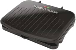 George Foreman Grelha de tamanho familiar e prensa Panini, revestimento cerâmico antiaderente, inclinação para remoção de gordura, ângulo ajustável, uso interno/externo